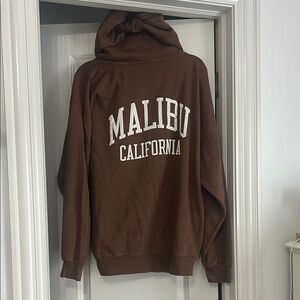 Casual Brown Zip-Up Hoodie
